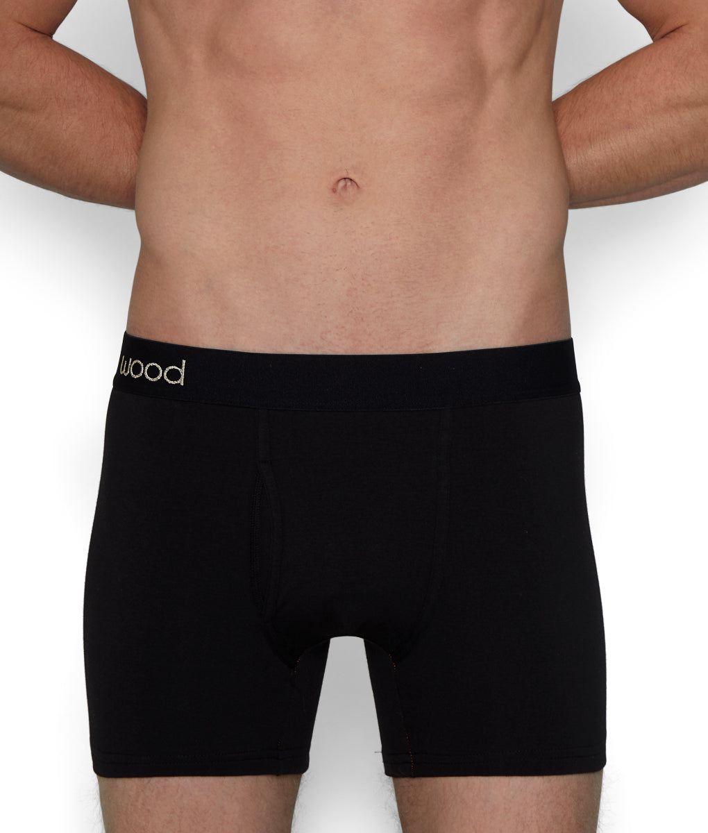 Wood Boxer Brief with Fly Black