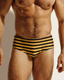 Reputation Sunga 01 Signature Cut Men's Swim Brief – Yellow & Black Stripe