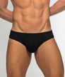 Addicted Puff Bikini Brief Black - men's brief with supportive pouch, front view