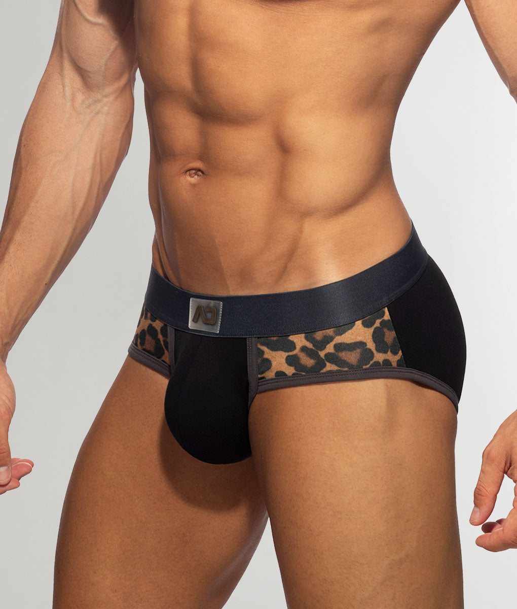 Addicted Leopard Panels Brief Black