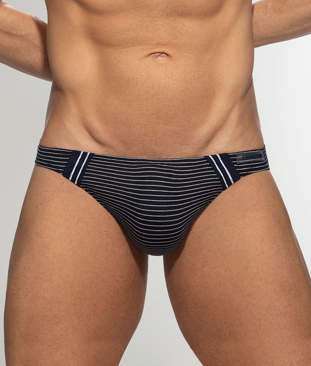 Addicted Sailor Mini Stripes Swim Brief Navy