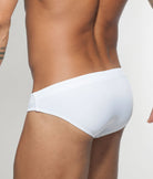 Addicted AD Swim Brief White - men's swim brief with full coverage back design, back view