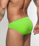 Addicted AD Swim Brief Lemon Green - men's swim brief with full coverage back design, back view