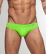 Addicted AD Swim Brief Lemon Green - men's swim brief with low-rise contoured support pouch and clean silhouette, front view