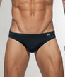 Addicted AD Swim Brief Black - men's swim brief with low-rise contoured support pouch and clean silhouette, front view