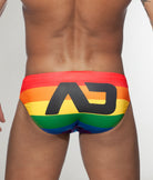 Addicted Rainbow AD Bikini Brief Red - men's low-rise bikini swim brief showing sculpted back design, back view