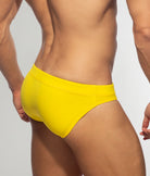 Addicted Molded Swim Brief Yellow - men's swim brief showing sleek low-rise back design, back view