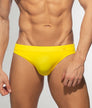 Addicted Molded Swim Brief Yellow - men's swim brief with MOLDED tech front pouch, front view