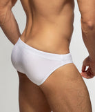 Addicted Pique Speedo Swim Brief White - men's swim brief with full coverage back design, back view