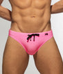 Addicted Pique Speedo Swim Brief Pink - men's swim brief with pique-textured low-rise fit with contoured support pouch, front view