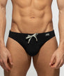 Addicted Pique Speedo Swim Brief Black - men's swim brief with pique-textured low-rise fit with contoured support pouch, front view