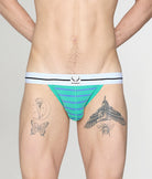 Bluebuck Nautical 25 Jockstrap Mint-leaf-blue-yonder-stripes