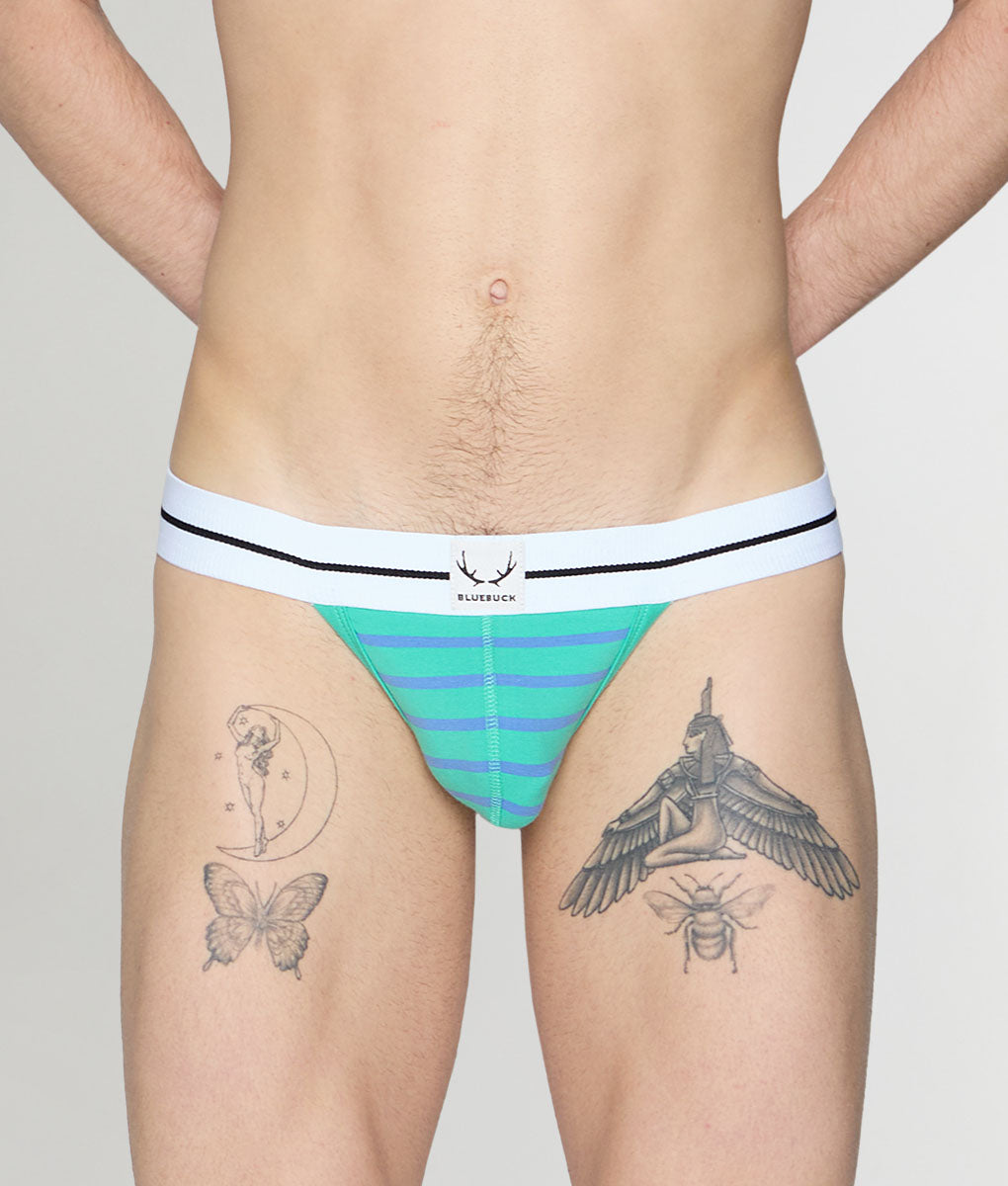 Bluebuck Nautical 25 Thong Mint-leaf-blue-yonder-stripes