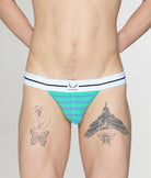Bluebuck Nautical 25 Thong Mint-leaf-blue-yonder-stripes