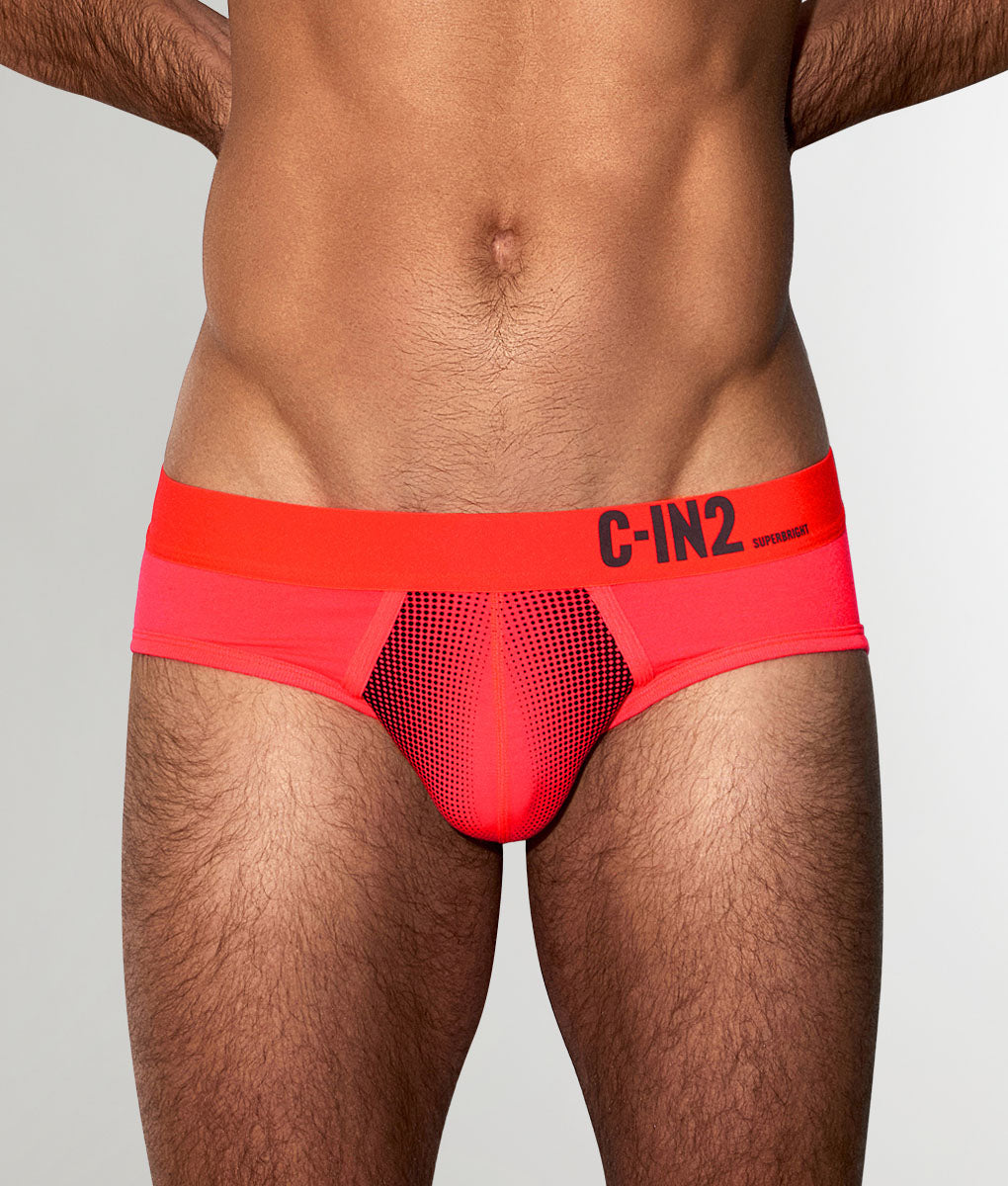 C-IN2 Super Bright Low Rise Neon Brief Neon-red