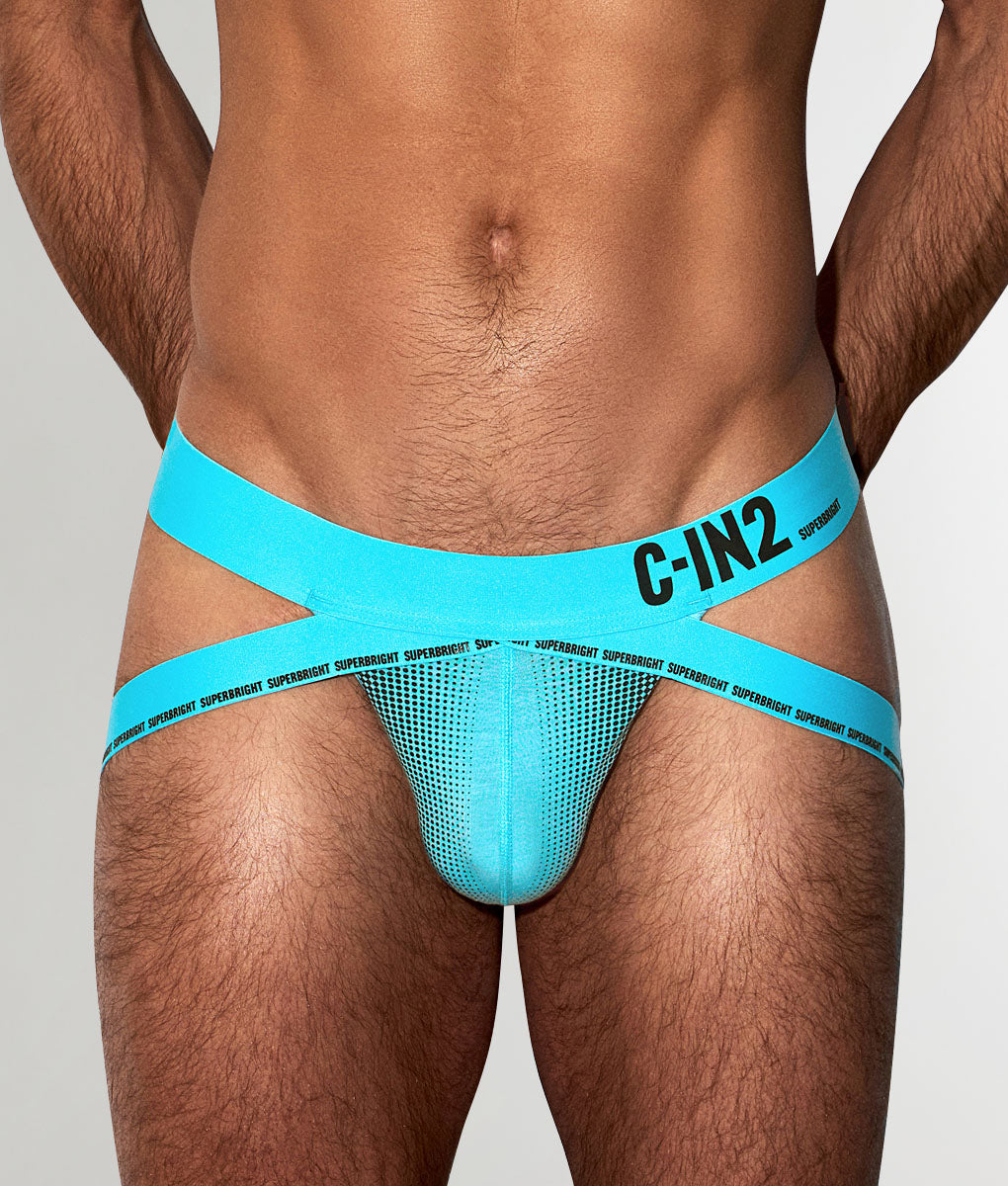 C-IN2 Super Bright Neon Jockstrap Neon-blue