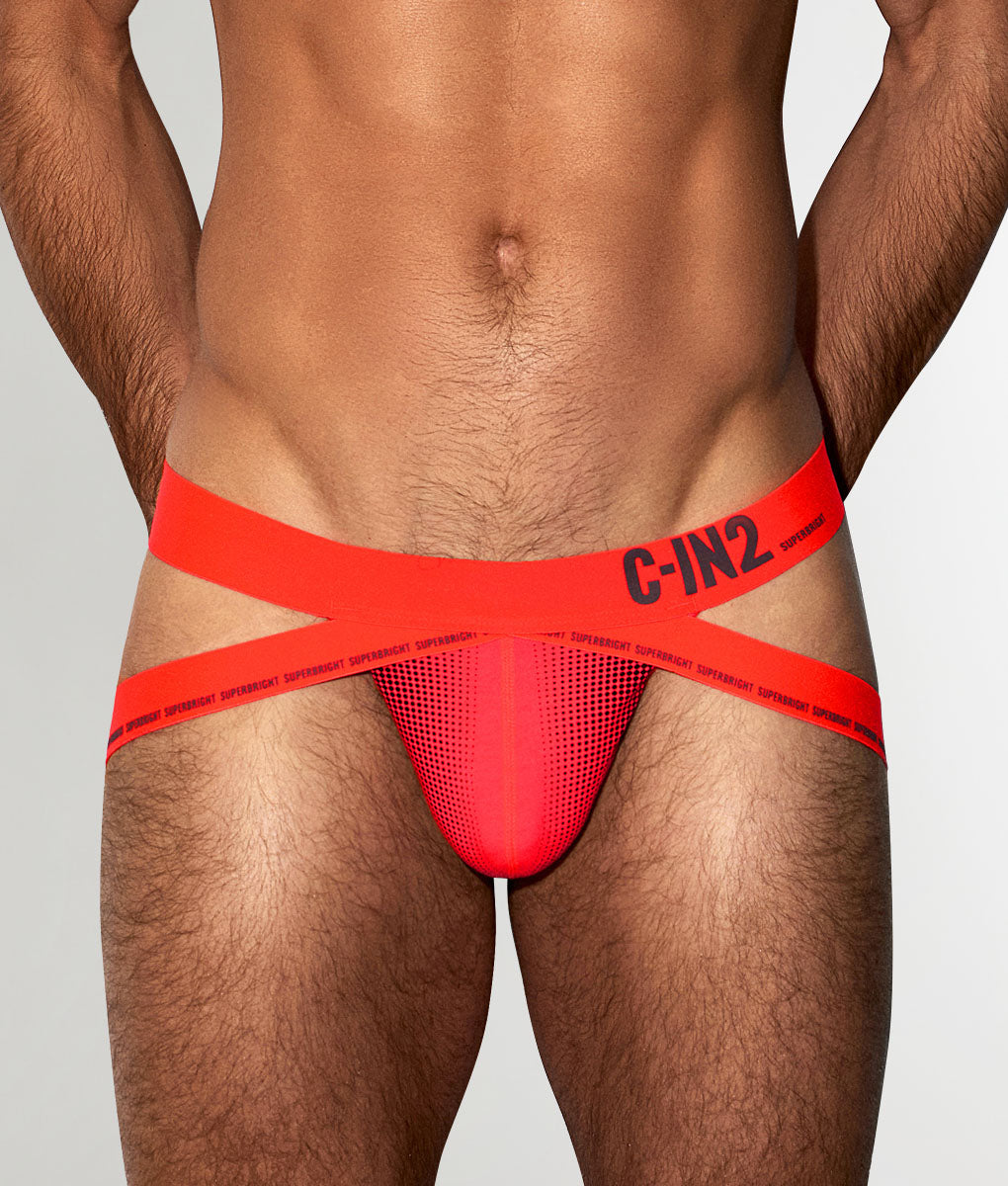 C-IN2 Super Bright Neon Jockstrap Neon-red