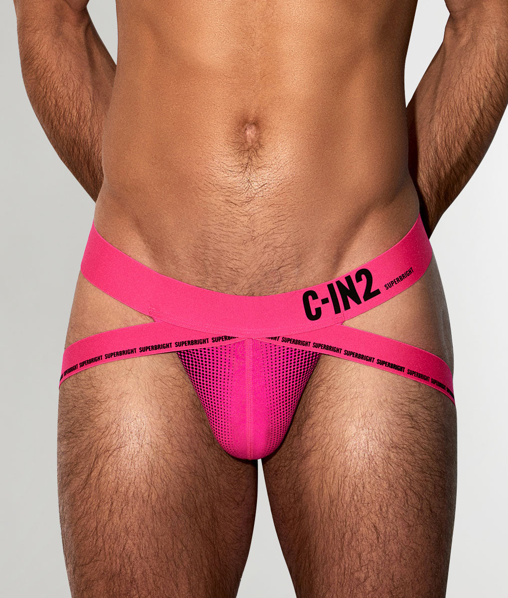 C-IN2 Super Bright Neon Jockstrap Neon-pink