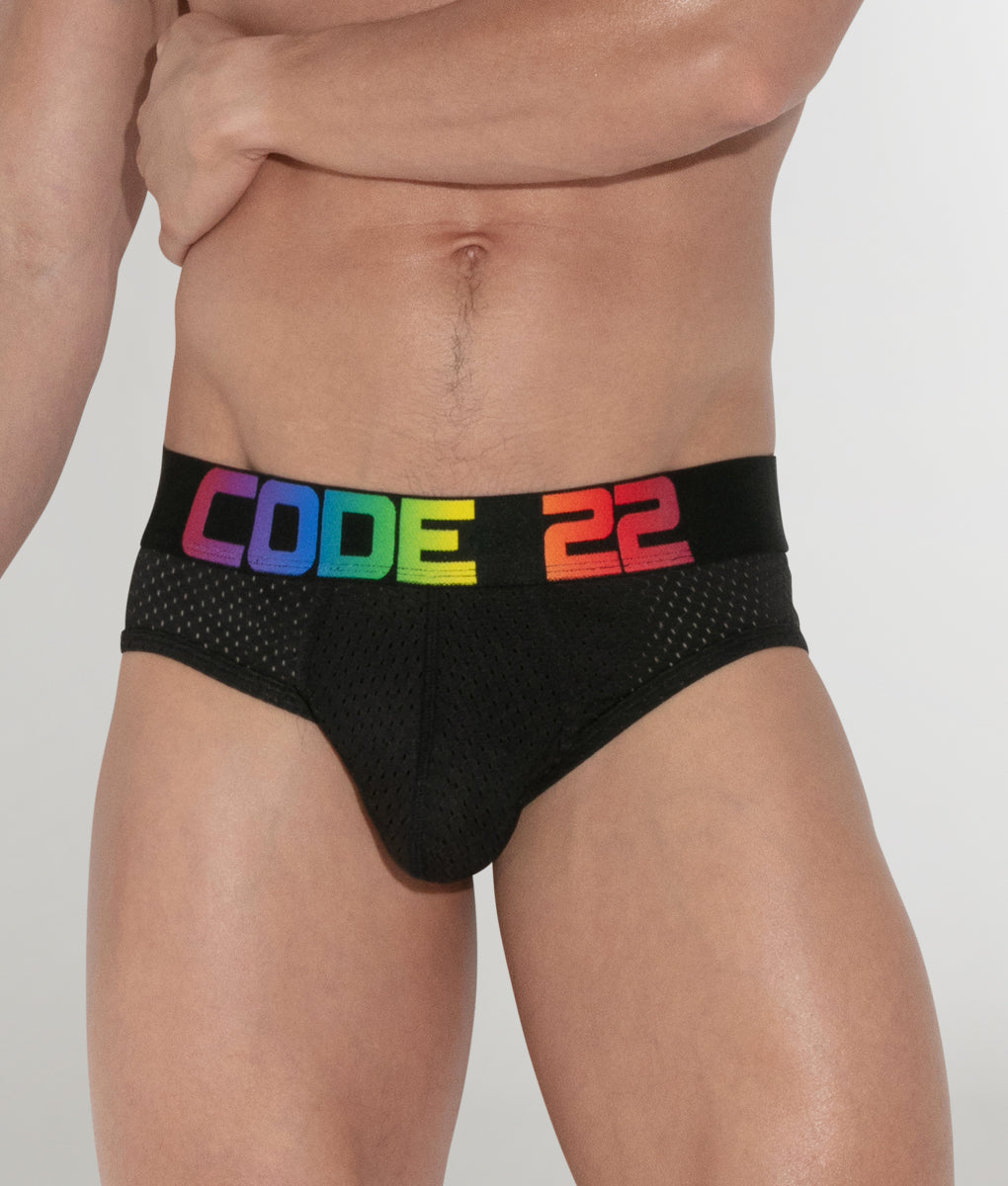 CODE 22 Pride Mesh Brief CODE 22 Pride Mesh Brief Solid-black