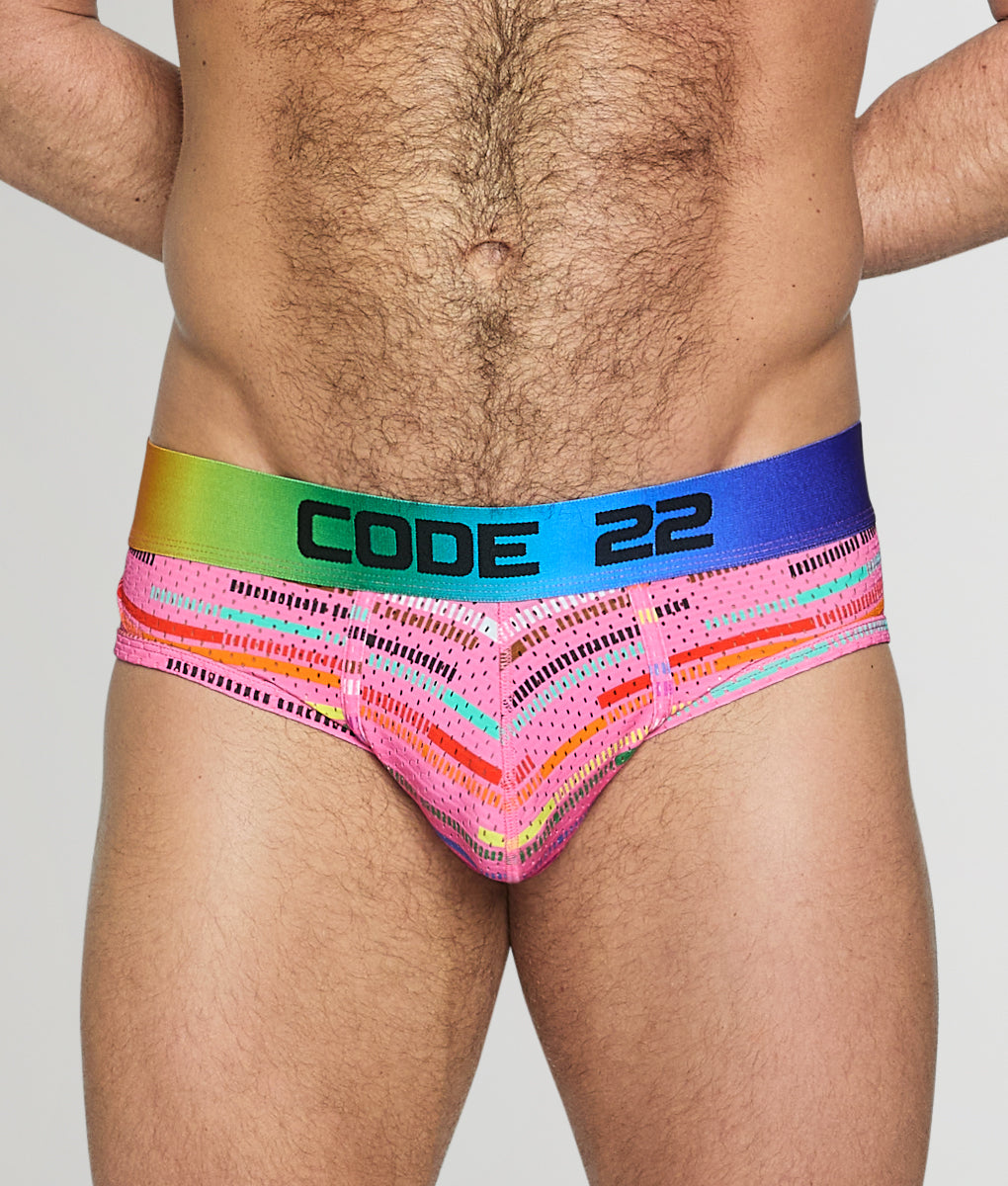 CODE 22 Pride Mesh Brief Pink