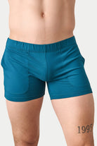 Awry Flow 4 Inch Short V2 Teal — men's sculpting bamboo athletic short, front view