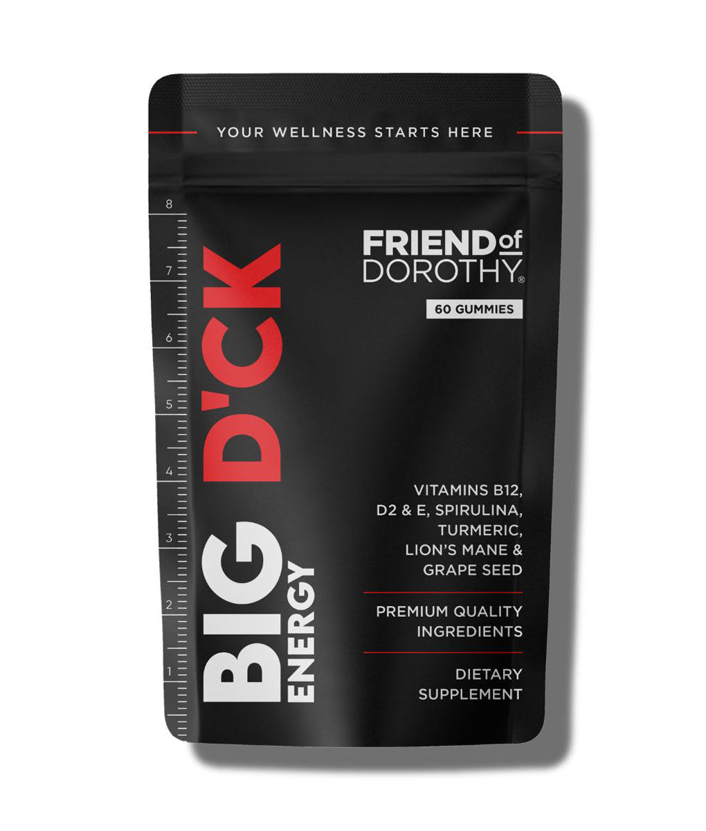 Friend of Dorothy Big D'Energy Men's Daily Greens Supplement — front bottle 30-day starter supply
