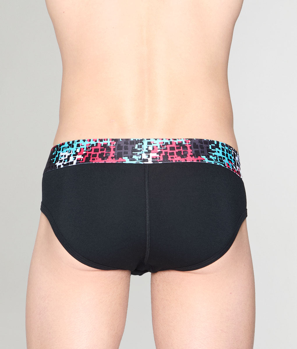 Geronimo Prism Brief Black - men's cotton modal brief underwear, back view