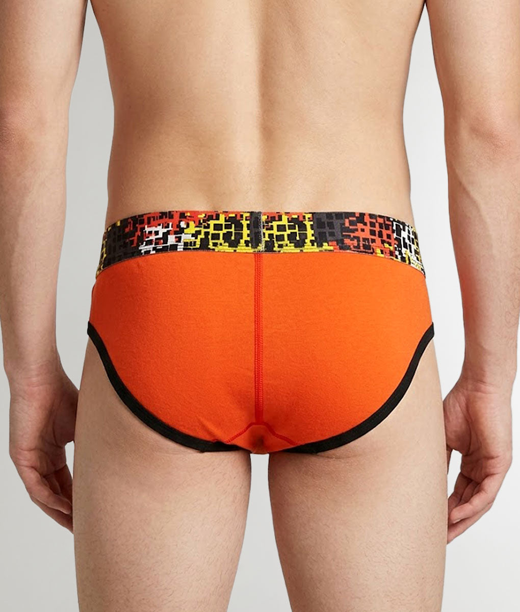 Geronimo Prism Brief Orange - men's cotton modal brief underwear, back view