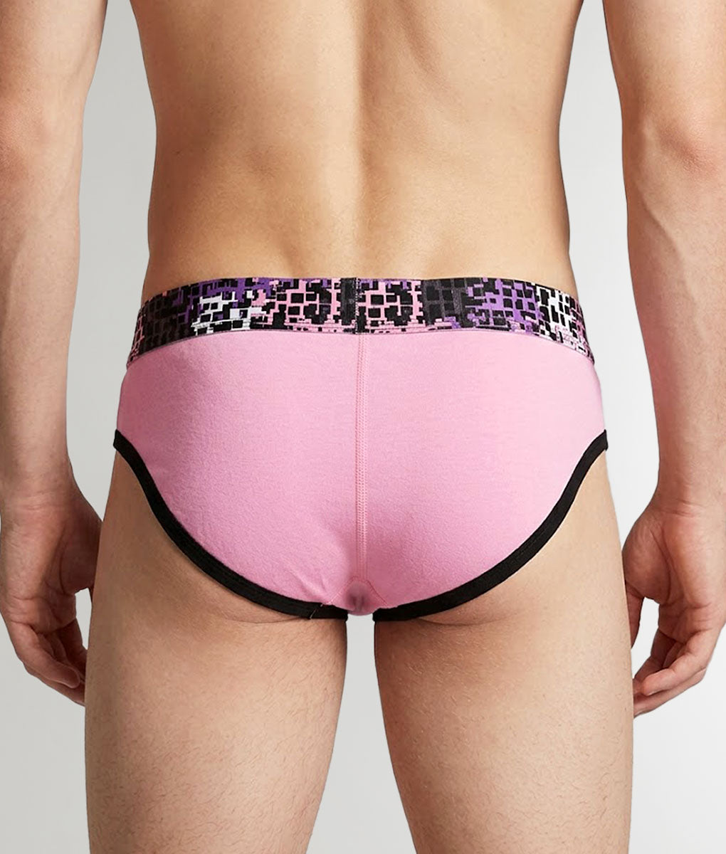 Geronimo Prism Brief Pink - men's cotton modal brief underwear, back view