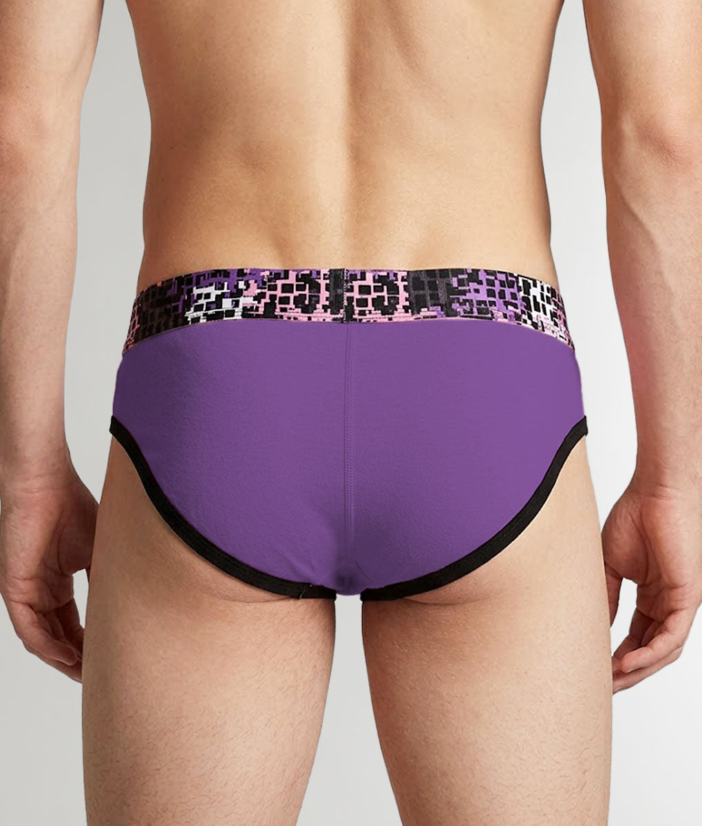 Geronimo Prism Brief Purple - men's cotton modal brief underwear, back view