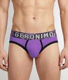 Geronimo Prism Brief Purple - men's cotton modal brief underwear, front view