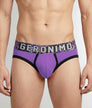 Geronimo Prism Brief Purple - men's cotton modal brief underwear, front view