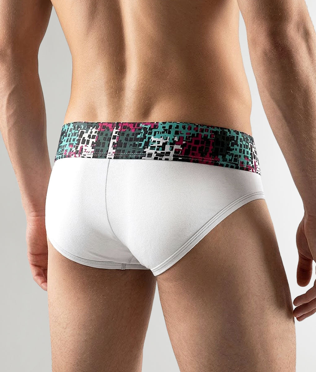 Geronimo Prism Brief White - men's cotton modal brief underwear, back view