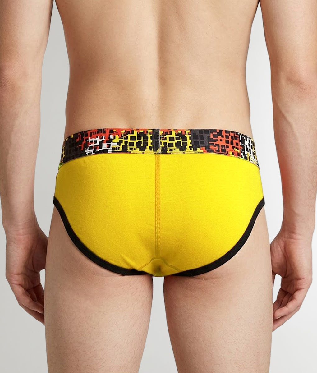 Geronimo Prism Brief Yellow - men's cotton modal brief underwear, back view
