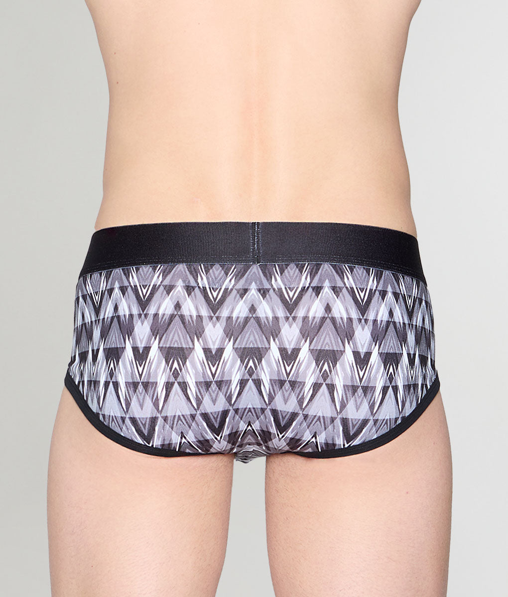 Geronimo Modern Mosaic Brief Black - men's micro modal brief underwear, back view