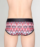 Geronimo Modern Mosaic Brief Red - men's micro modal brief underwear, back view