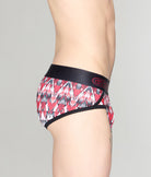 Geronimo Modern Mosaic Brief Red - men's micro modal brief underwear, side view