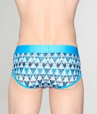 Geronimo Modern Mosaic Brief Turquoise - men's micro modal brief underwear, back view