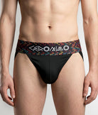 Geronimo Vibe Jockstrap Black - men's cotton modal jockstrap underwear, front view