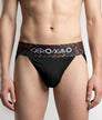 Geronimo Vibe Jockstrap Black - men's cotton modal jockstrap underwear, front view