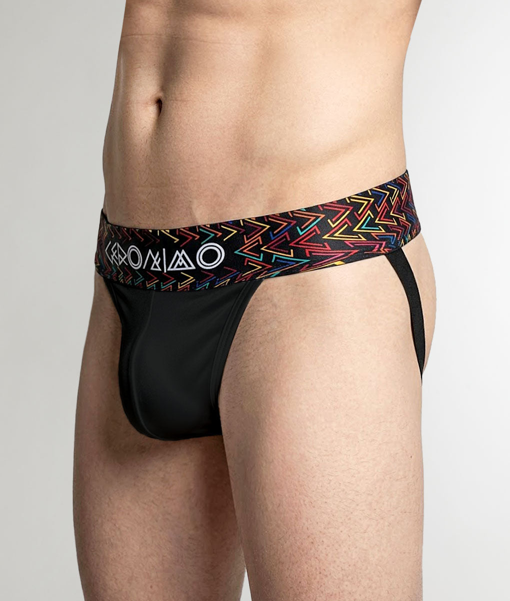 Geronimo Vibe Jockstrap Black - men's cotton modal jockstrap underwear, back view