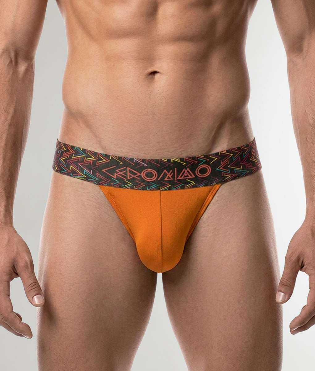 Geronimo Vibe Jockstrap Orange - men's cotton modal jockstrap underwear, front view
