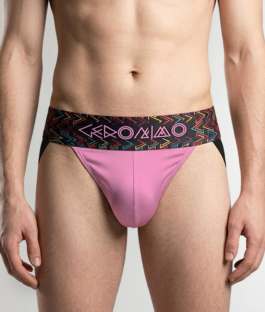 Geronimo Vibe Jockstrap Pink - men's cotton modal jockstrap underwear, front view