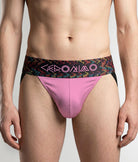 Geronimo Vibe Jockstrap Pink - men's cotton modal jockstrap underwear, front view