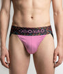 Geronimo Vibe Jockstrap Pink - men's cotton modal jockstrap underwear, front view