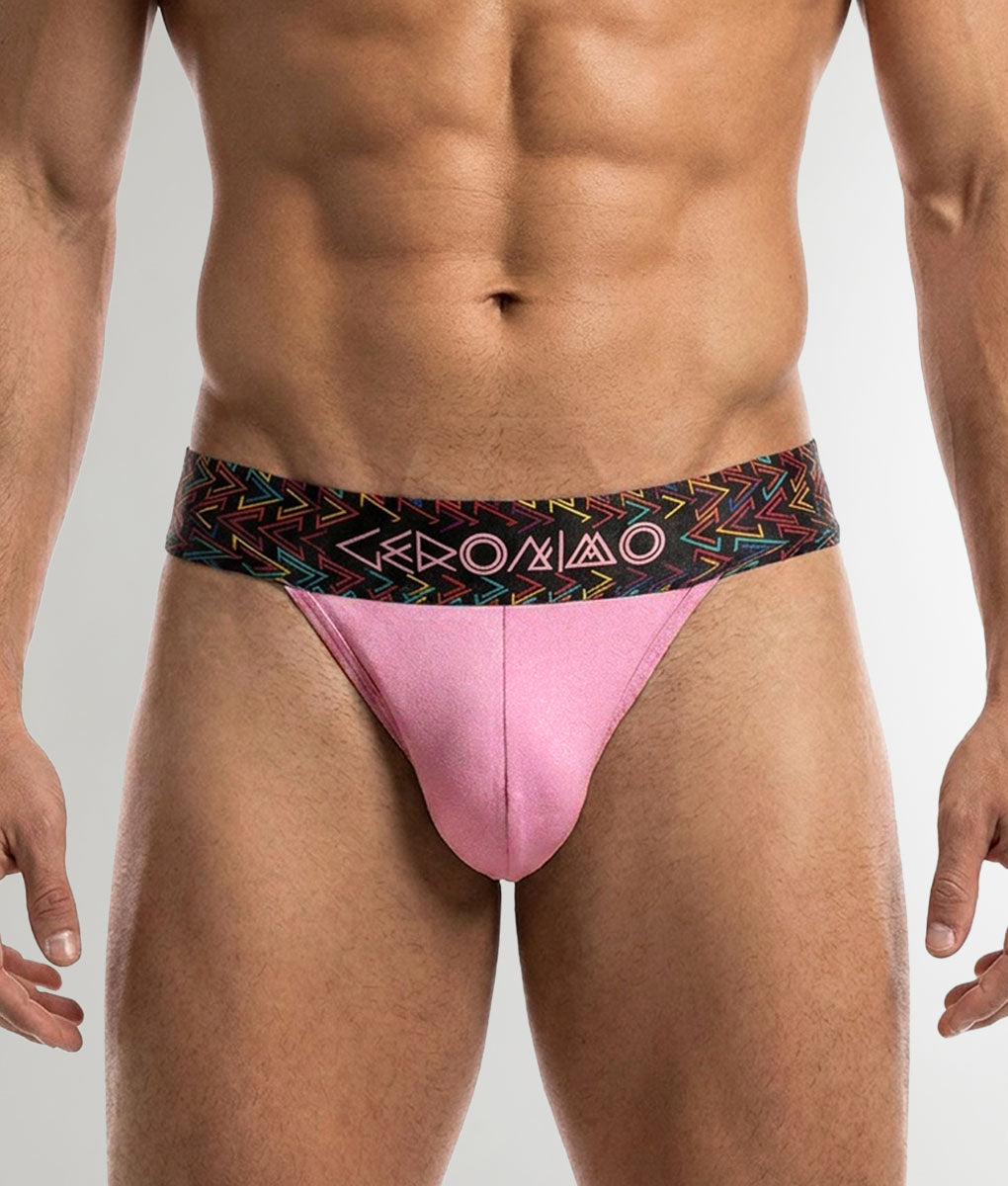 Geronimo Vibe Jockstrap Pink - men's cotton modal jockstrap underwear, front view