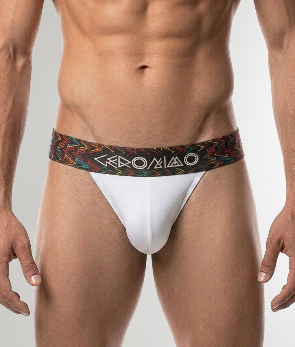 Geronimo Vibe Jockstrap White - men's cotton modal jockstrap underwear, front view
