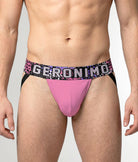 Geronimo Prism Jockstrap Pink - men's cotton modal jockstrap underwear, front view