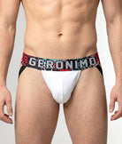 Geronimo Prism Jockstrap White - men's cotton modal jockstrap underwear, front view