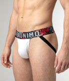 Geronimo Prism Jockstrap White - men's cotton modal jockstrap underwear, back view